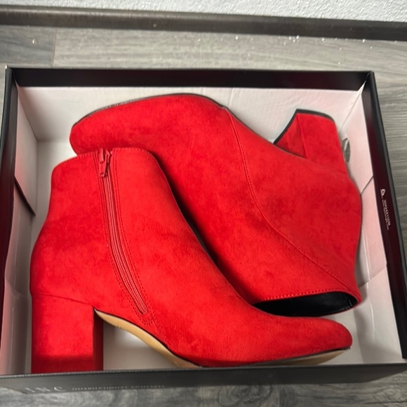 International Concepts Women's Floriann Block-Heel Ankle Booties Shoes Red Lava - Picture 2 of 6